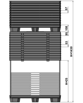 BOX TP CONTENEDOR 1200x800 o 1200x1000 9 pies o 3 patines sistema retorno estándar