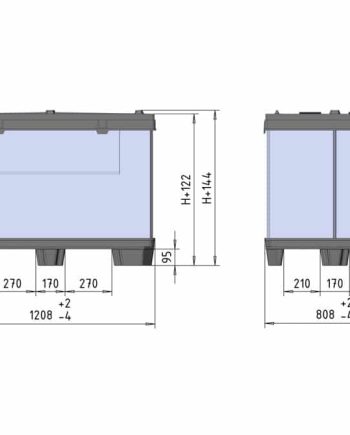 BOX TP CONTENEDOR 1200x800 9 pies o 3 patines esquema