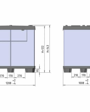 BOX TP CONTENEDOR 1200x1000 9 pies o 3 patines esquema