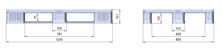 Palet RBP 1200 X 800 liso 3 patines: imagen 2