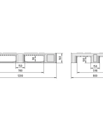 Palet TIPO H1 reciclado 1200 X 800 perforado 3 patines: imagen 2