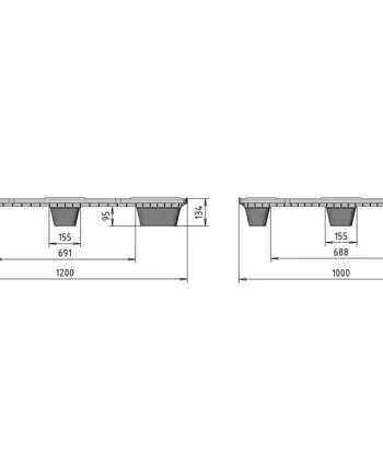 Palet REP 1200 X 1000 perforado 9 pies: imagen 2