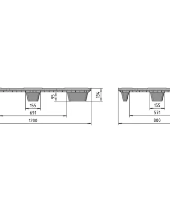 Palet REP 1200 X 800 perforado 9 pies: imagen 2