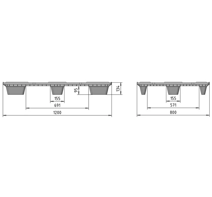 Palet REP 1200 X 800 perforado 9 pies: imagen 2