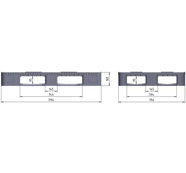 Palet RGP 1200 X 800 semi-liso 5 patines: imagen 2