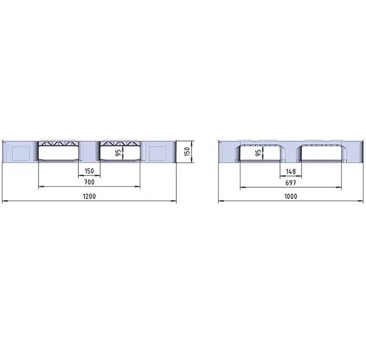 Palet RMP 1200 X 1000 perforado 5 patines: imagen 2