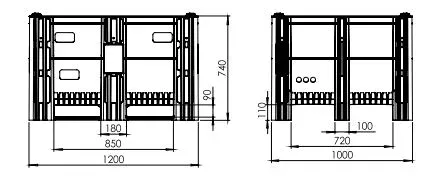 Palot DOLAV 1200 X 1000 X 740 liso 3 patines: imagen 7